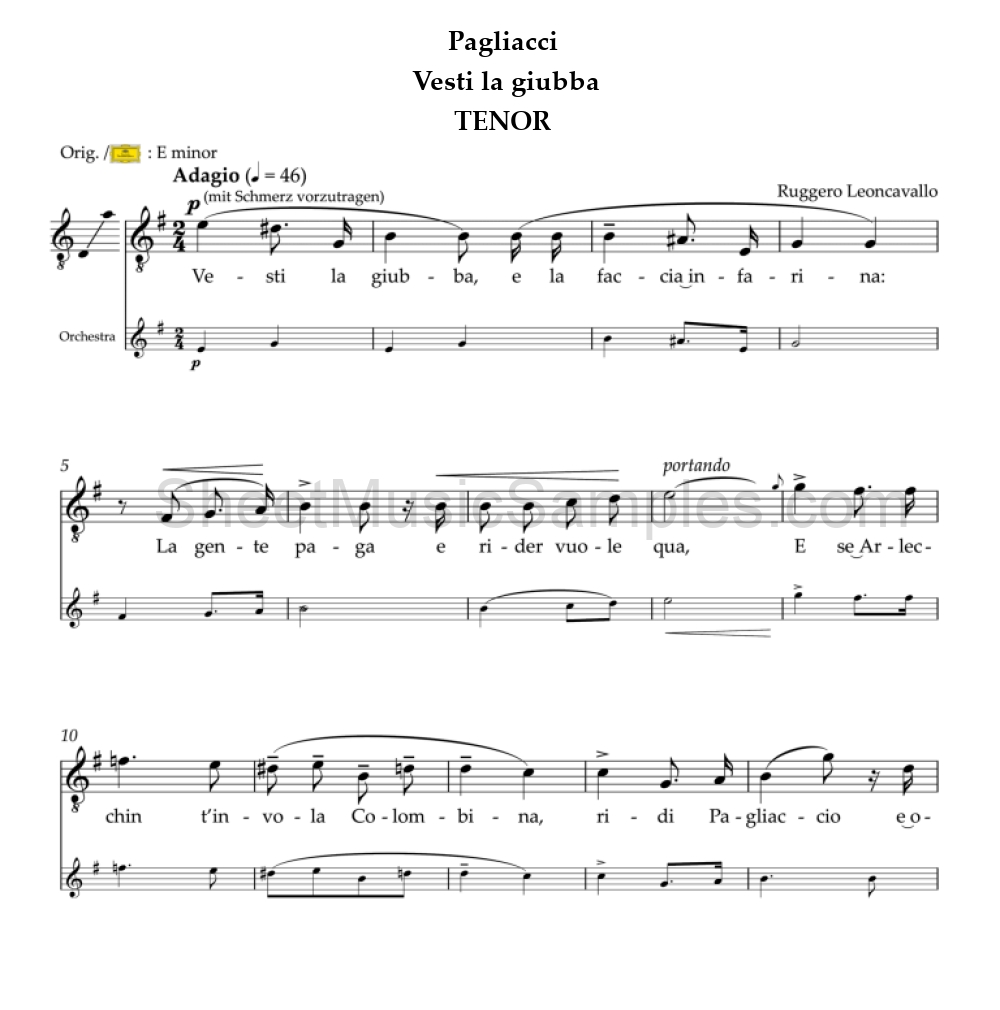 Pagliacci - Vesti la giubba - TENOR