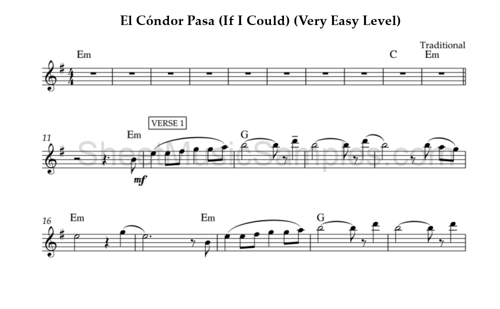 El Cóndor Pasa (If I Could) (Very Easy Level)