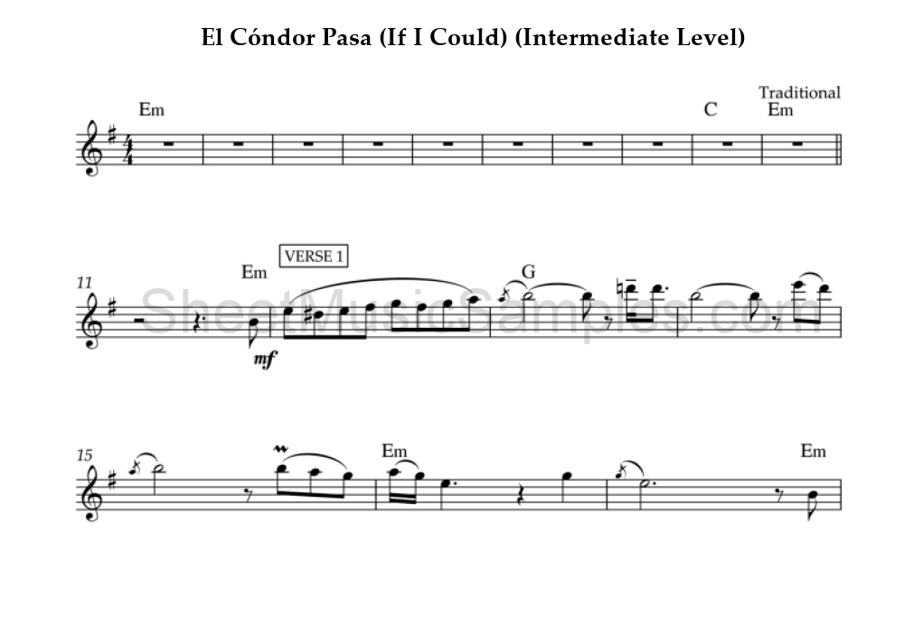 El Cóndor Pasa (If I Could) (Intermediate Level)