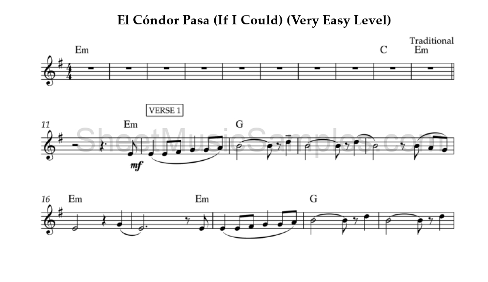 El Cóndor Pasa (If I Could) (Very Easy Level)