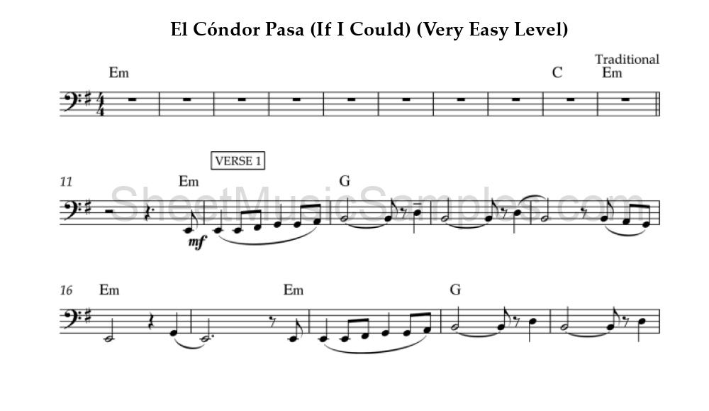 El Cóndor Pasa (If I Could) (Very Easy Level)