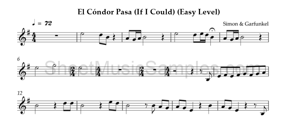 El Cóndor Pasa (If I Could) (Easy Level)