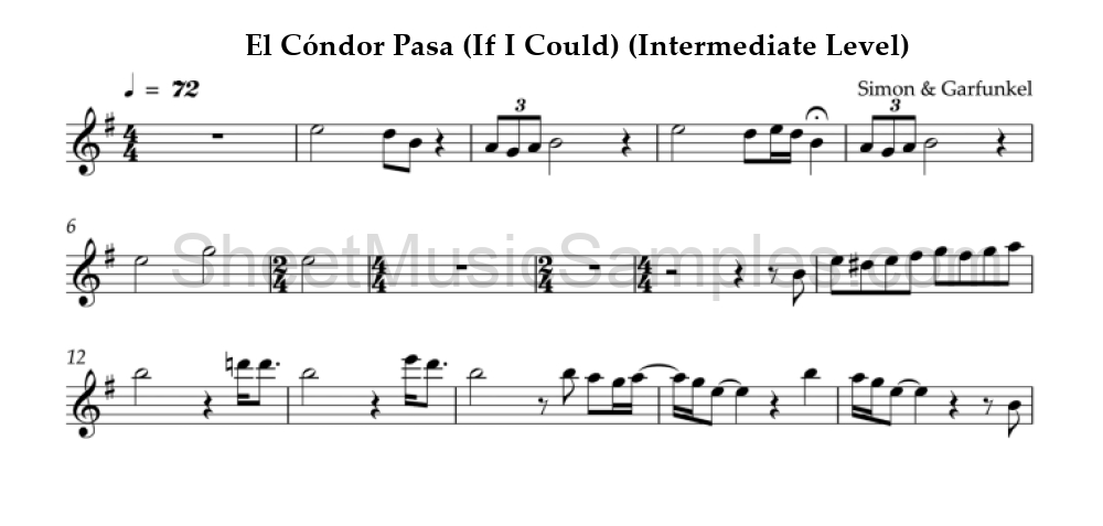 El Cóndor Pasa (If I Could) (Intermediate Level)