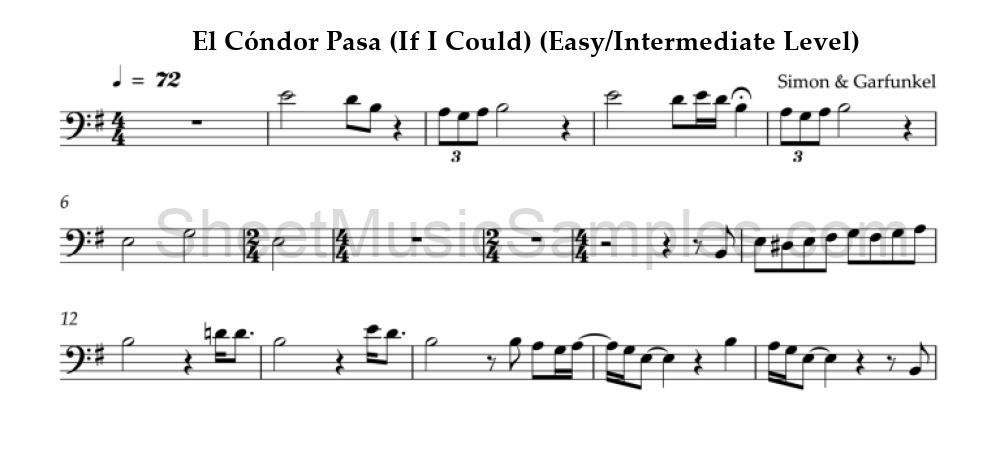 El Cóndor Pasa (If I Could) (Easy/Intermediate Level)