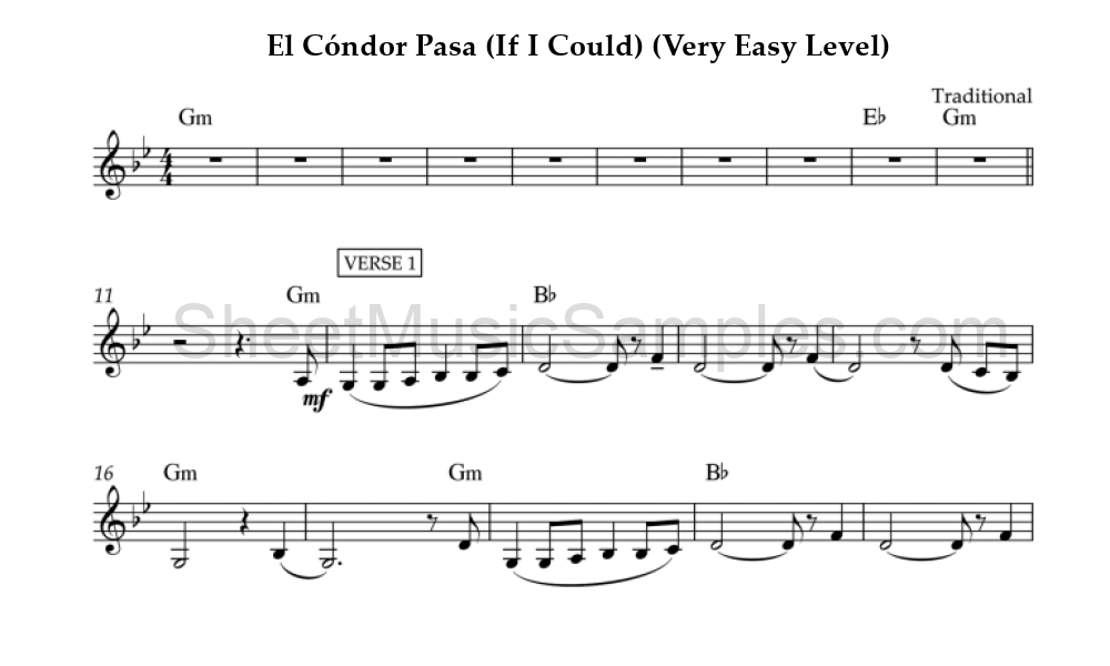 El Cóndor Pasa (If I Could) (Very Easy Level)