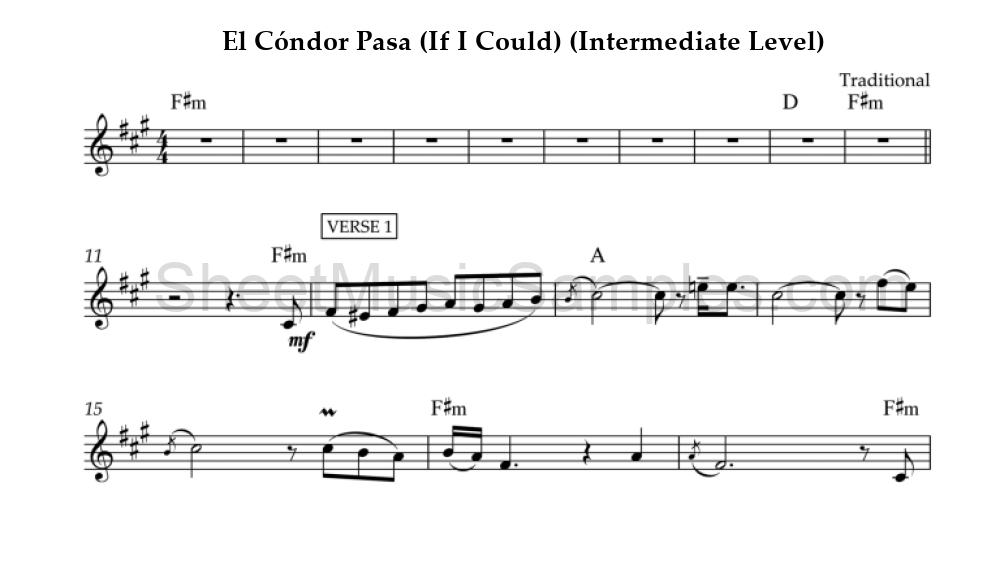 El Cóndor Pasa (If I Could) (Intermediate Level)