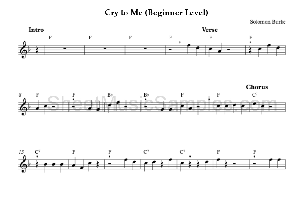 Cry to Me (Beginner Level)