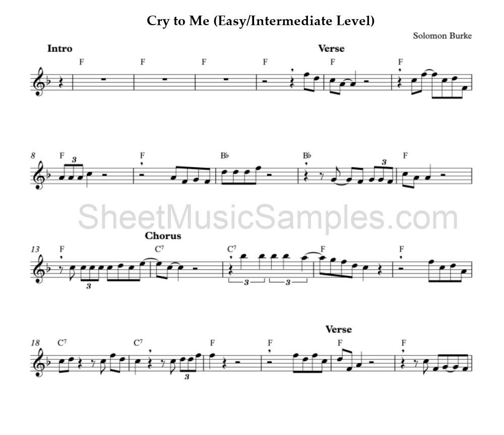 Cry to Me (Easy/Intermediate Level)