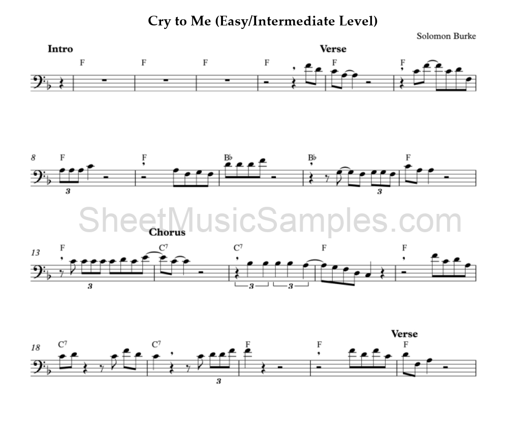 Cry to Me (Easy/Intermediate Level)