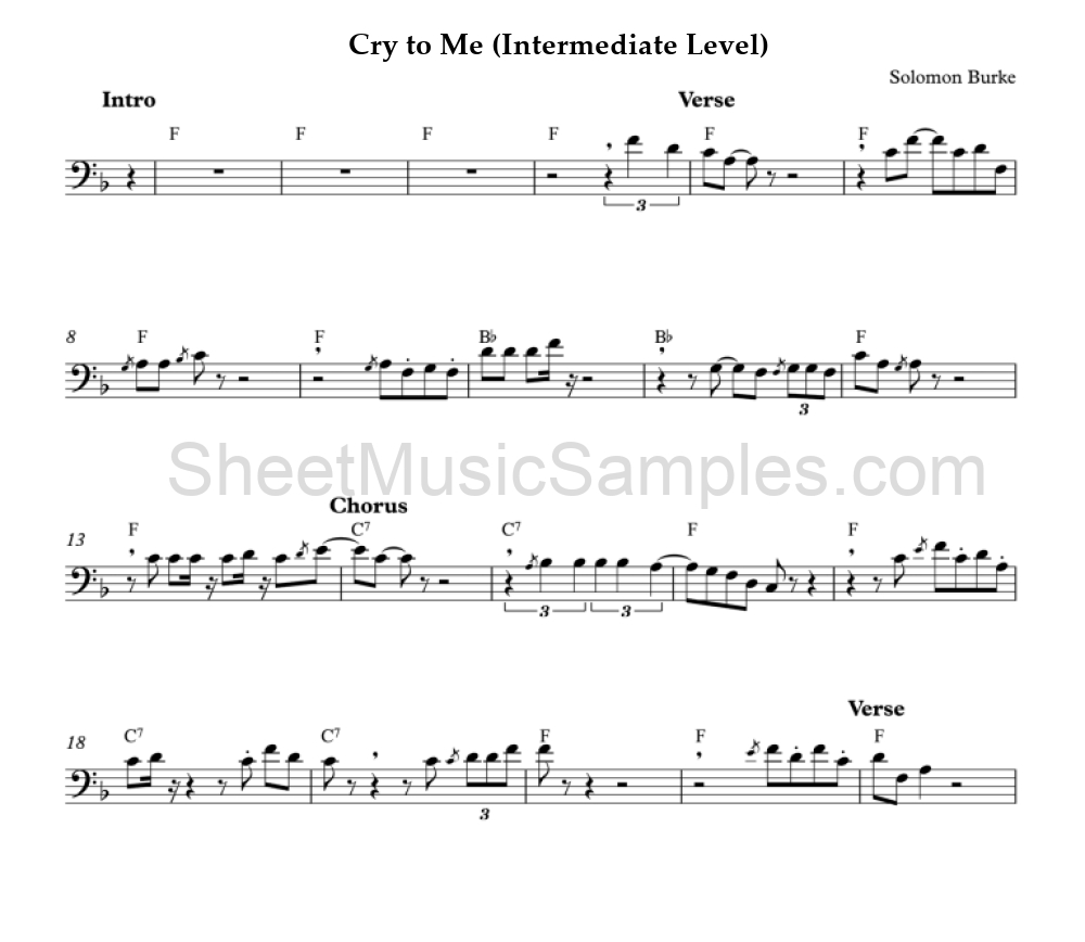 Cry to Me (Intermediate Level)