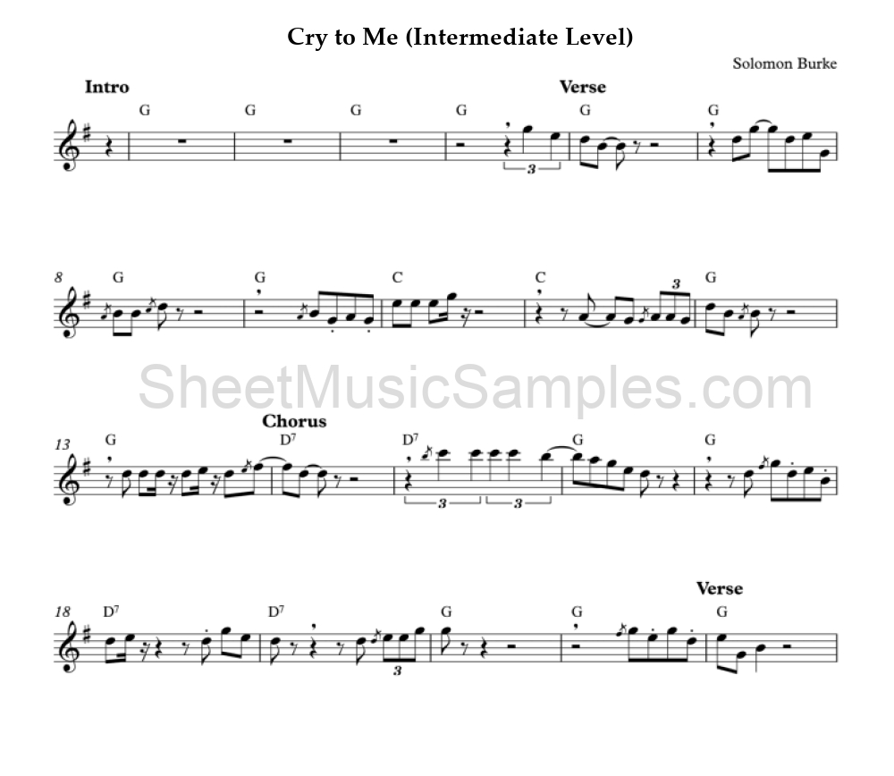 Cry to Me (Intermediate Level)