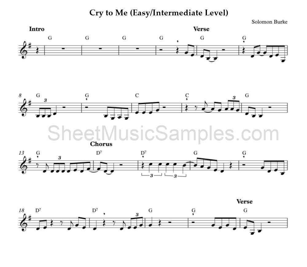 Cry to Me (Easy/Intermediate Level)