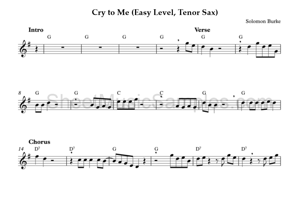 Cry to Me (Easy Level, Tenor Sax)