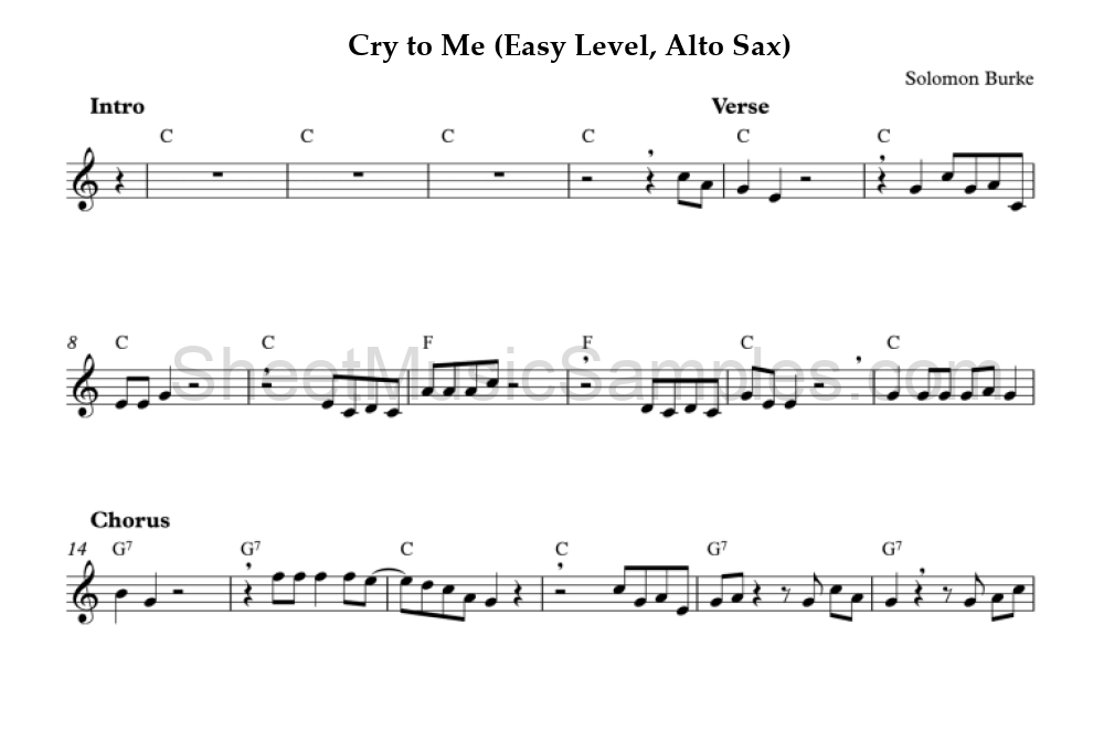 Cry to Me (Easy Level, Alto Sax)