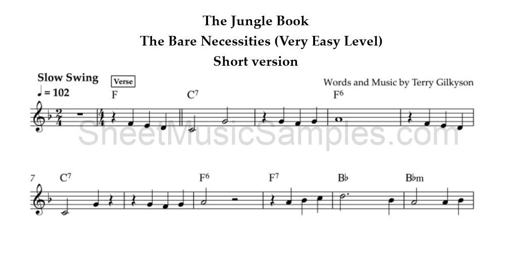 The Jungle Book - The Bare Necessities (Very Easy Level) - Short version