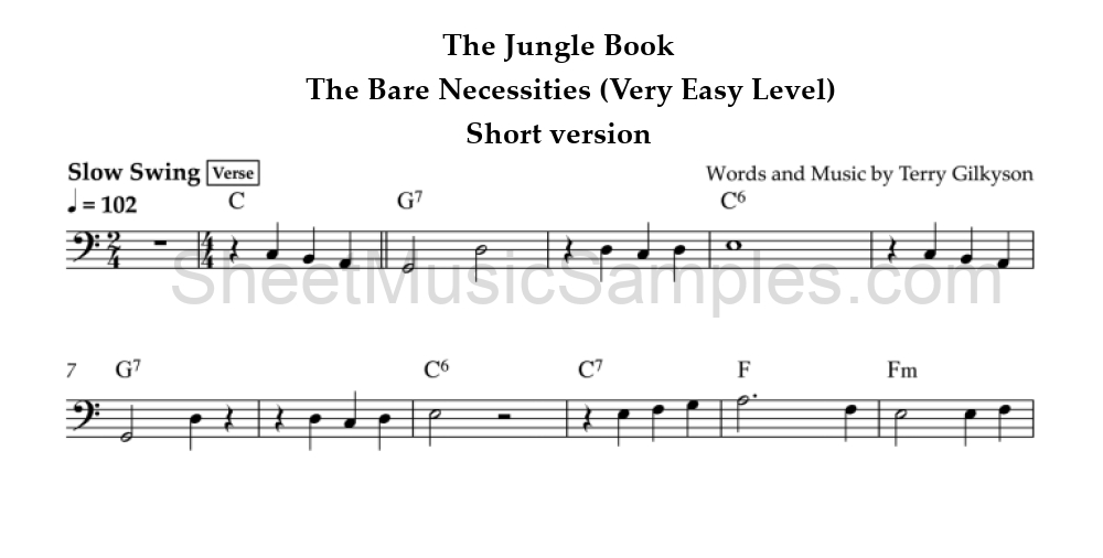 The Jungle Book - The Bare Necessities (Very Easy Level) - Short version