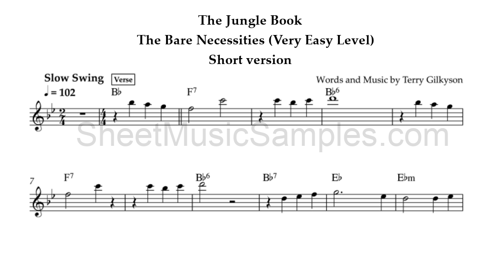 The Jungle Book - The Bare Necessities (Very Easy Level) - Short version