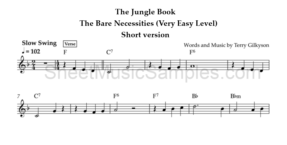 The Jungle Book - The Bare Necessities (Very Easy Level) - Short version