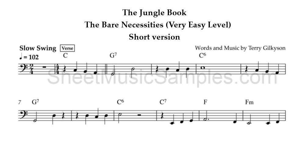 The Jungle Book - The Bare Necessities (Very Easy Level) - Short version