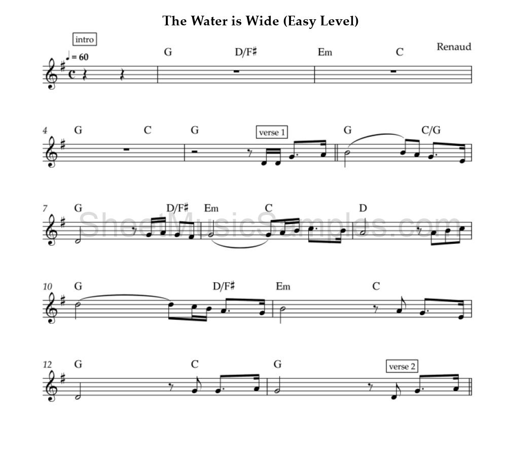 The Water is Wide (Easy Level)