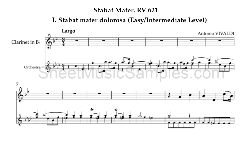 Stabat Mater, RV 621 - I. Stabat mater dolorosa (Easy/Intermediate Level)