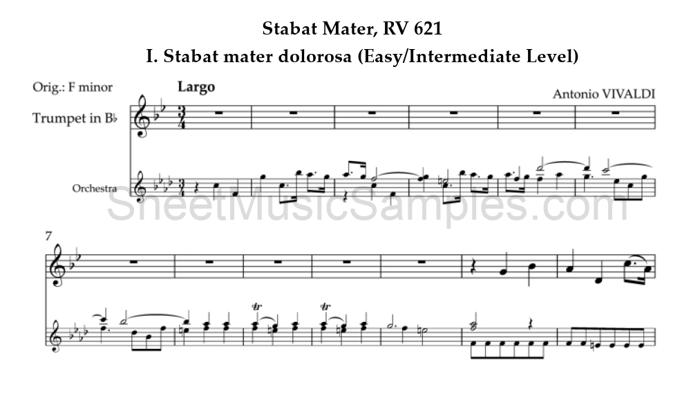 Stabat Mater, RV 621 - I. Stabat mater dolorosa (Easy/Intermediate Level)