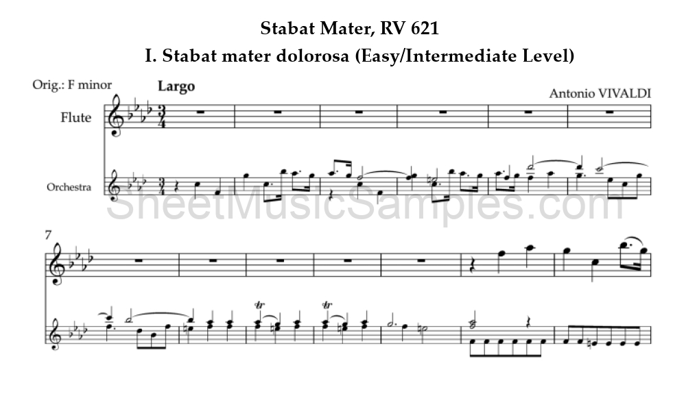 Stabat Mater, RV 621 - I. Stabat mater dolorosa (Easy/Intermediate Level)