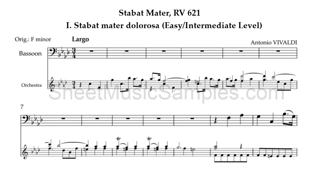 Stabat Mater, RV 621 - I. Stabat mater dolorosa (Easy/Intermediate Level)