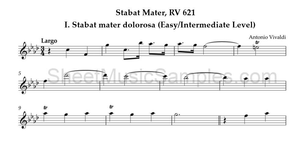 Stabat Mater, RV 621 - I. Stabat mater dolorosa (Easy/Intermediate Level)