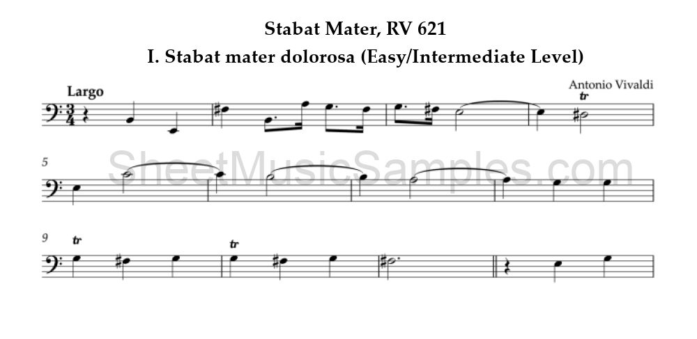 Stabat Mater, RV 621 - I. Stabat mater dolorosa (Easy/Intermediate Level)