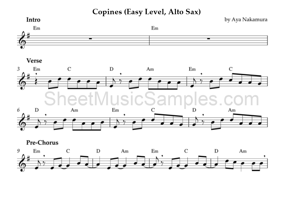 Copines (Easy Level, Alto Sax)