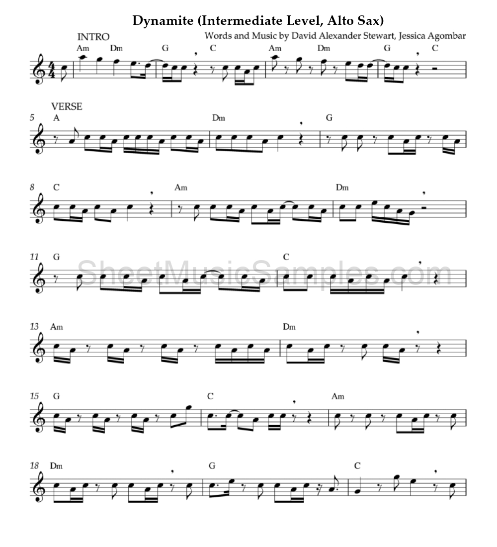 Dynamite (Intermediate Level, Alto Sax)