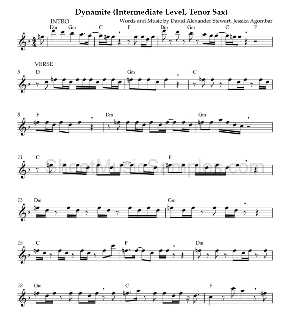 Dynamite (Intermediate Level, Tenor Sax)