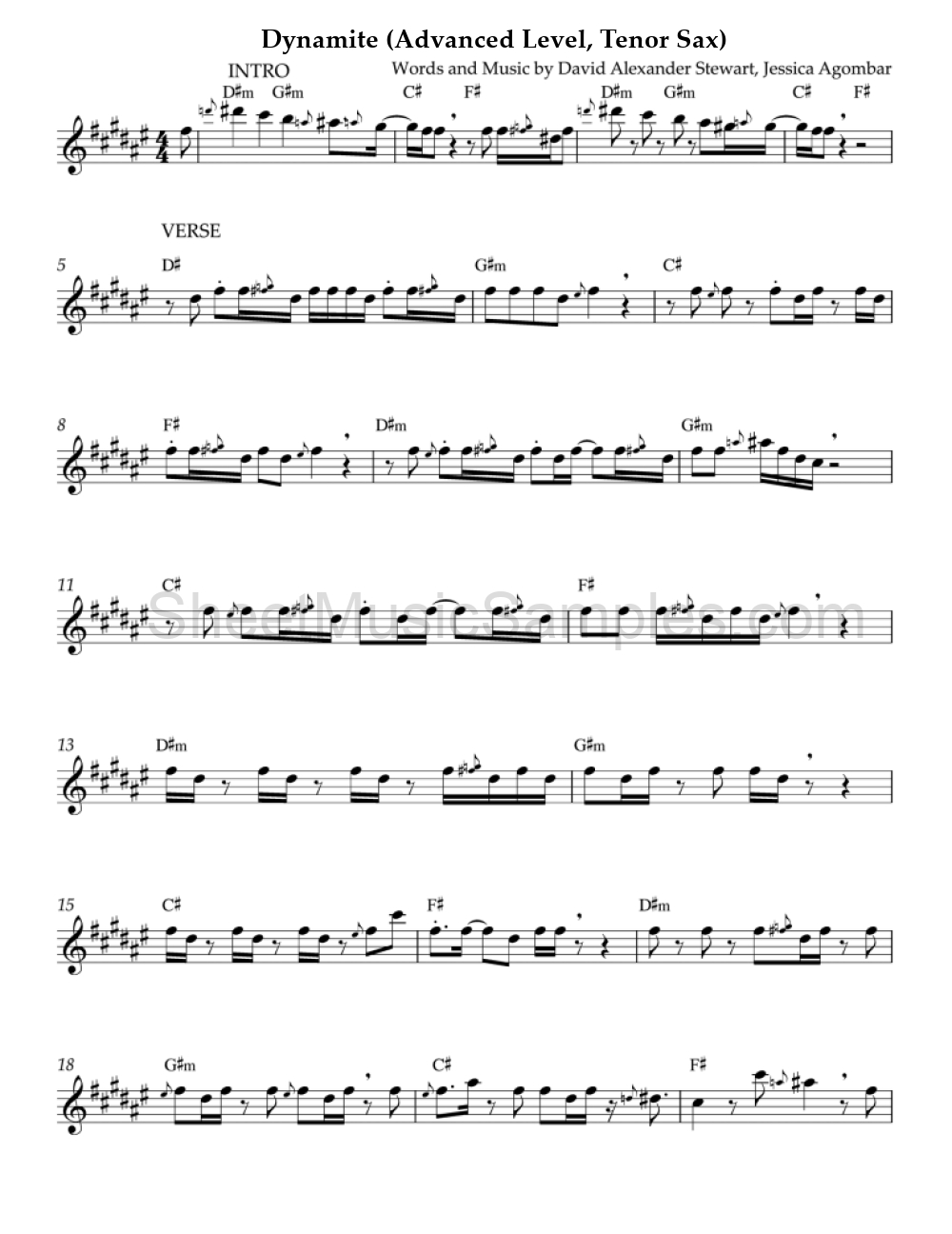 Dynamite (Advanced Level, Tenor Sax)