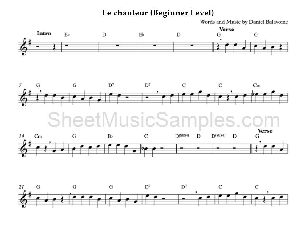 Le chanteur (Beginner Level)