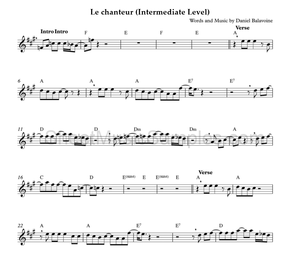 Le chanteur (Intermediate Level)