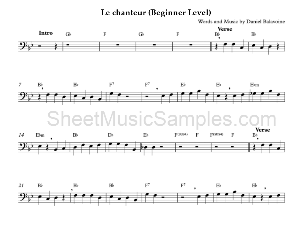 Le chanteur (Beginner Level)