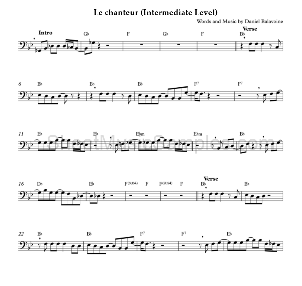 Le chanteur (Intermediate Level)