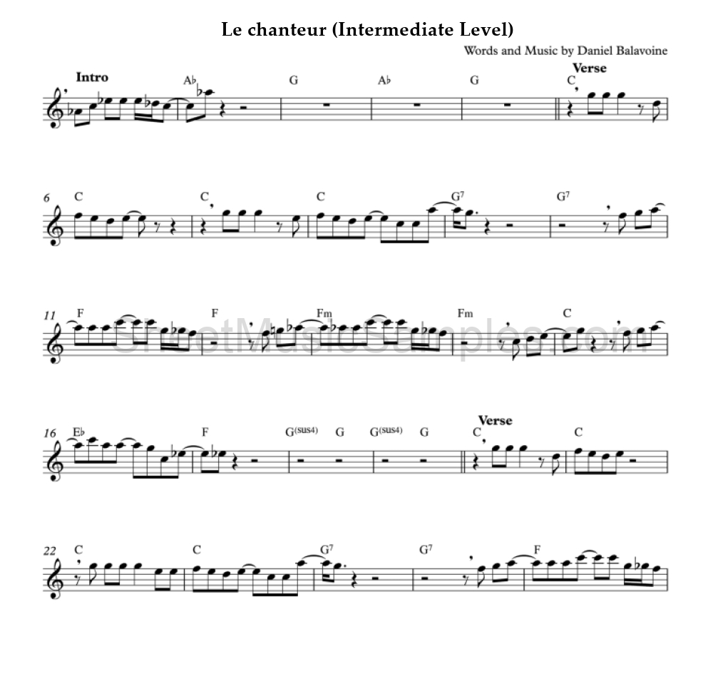 Le chanteur (Intermediate Level)