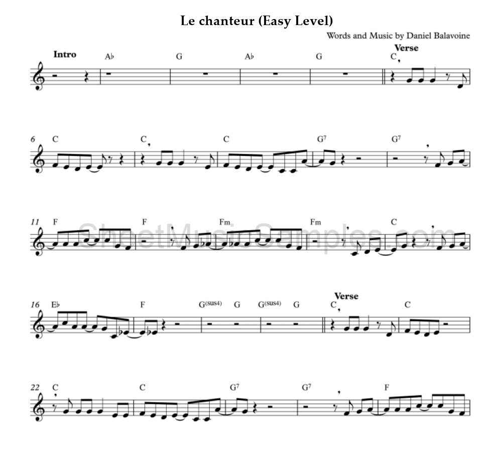 Le chanteur (Easy Level)