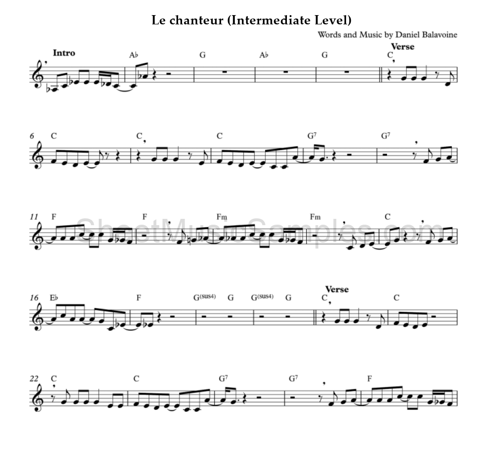 Le chanteur (Intermediate Level)