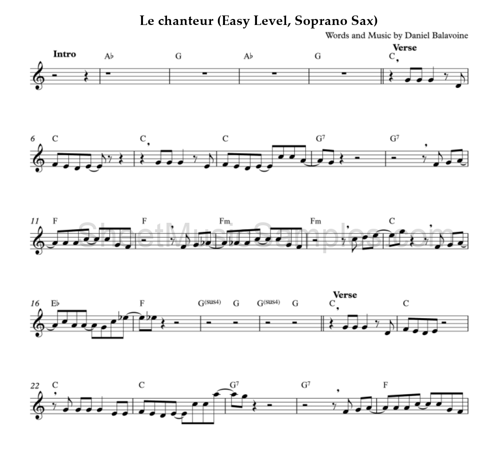 Le chanteur (Easy Level, Soprano Sax)