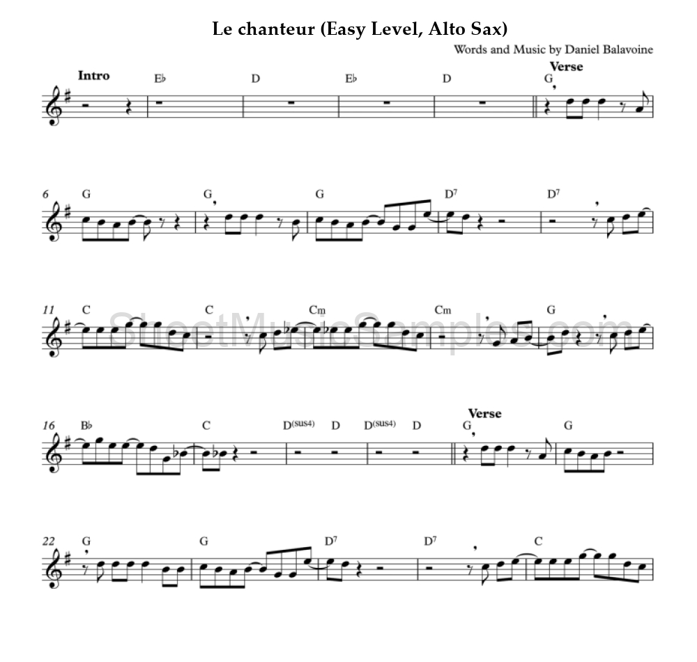 Le chanteur (Easy Level, Alto Sax)