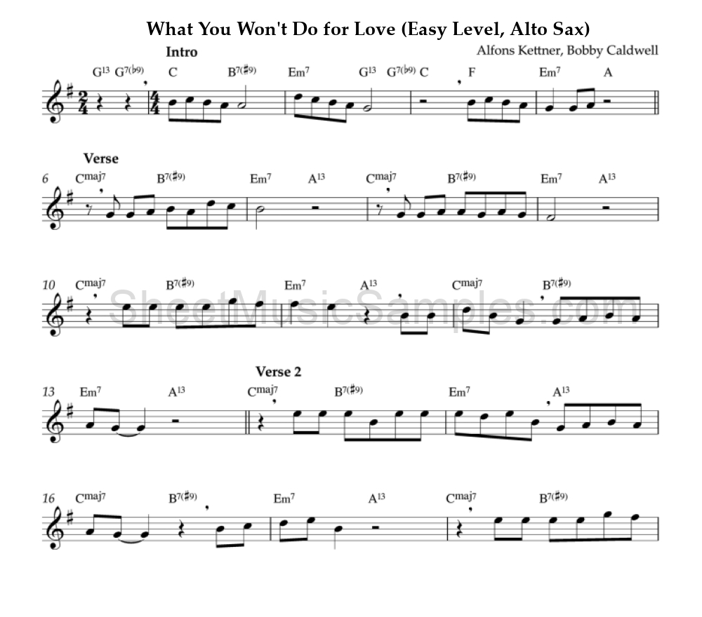 What You Won't Do for Love (Easy Level, Alto Sax)