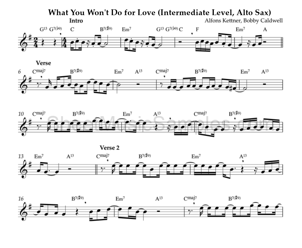 What You Won't Do for Love (Intermediate Level, Alto Sax)