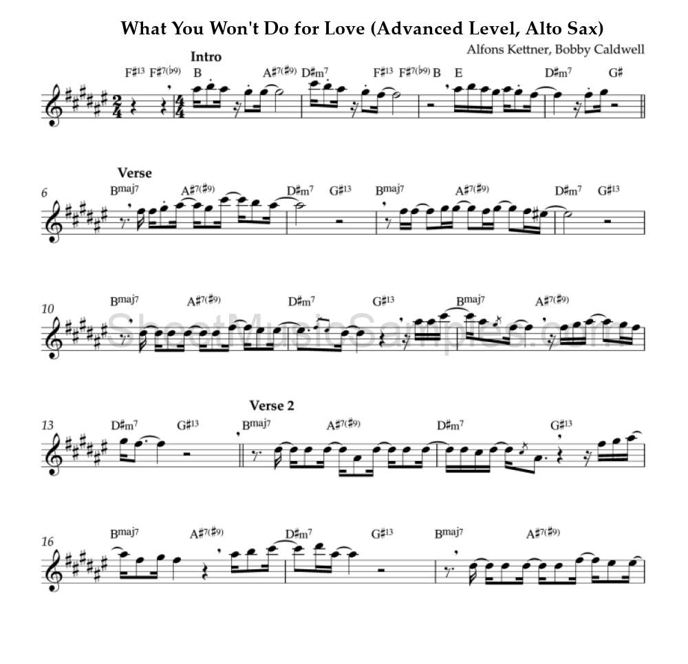 What You Won't Do for Love (Advanced Level, Alto Sax)