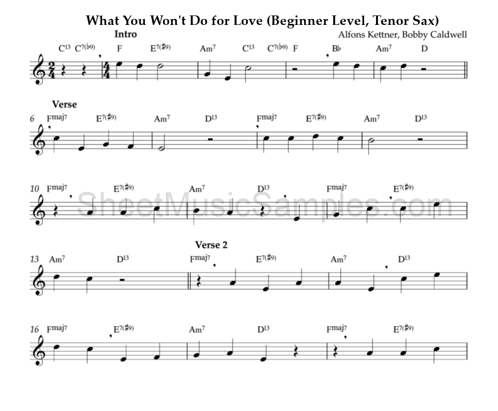 What You Won't Do for Love (Beginner Level, Tenor Sax)