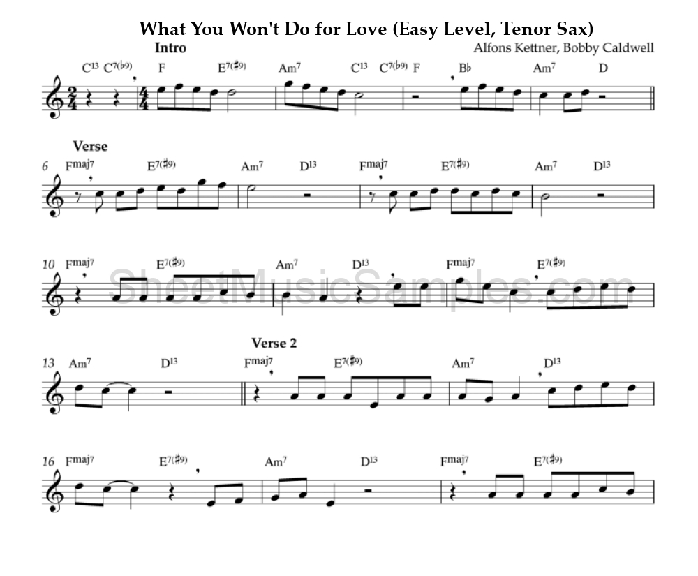 What You Won't Do for Love (Easy Level, Tenor Sax)