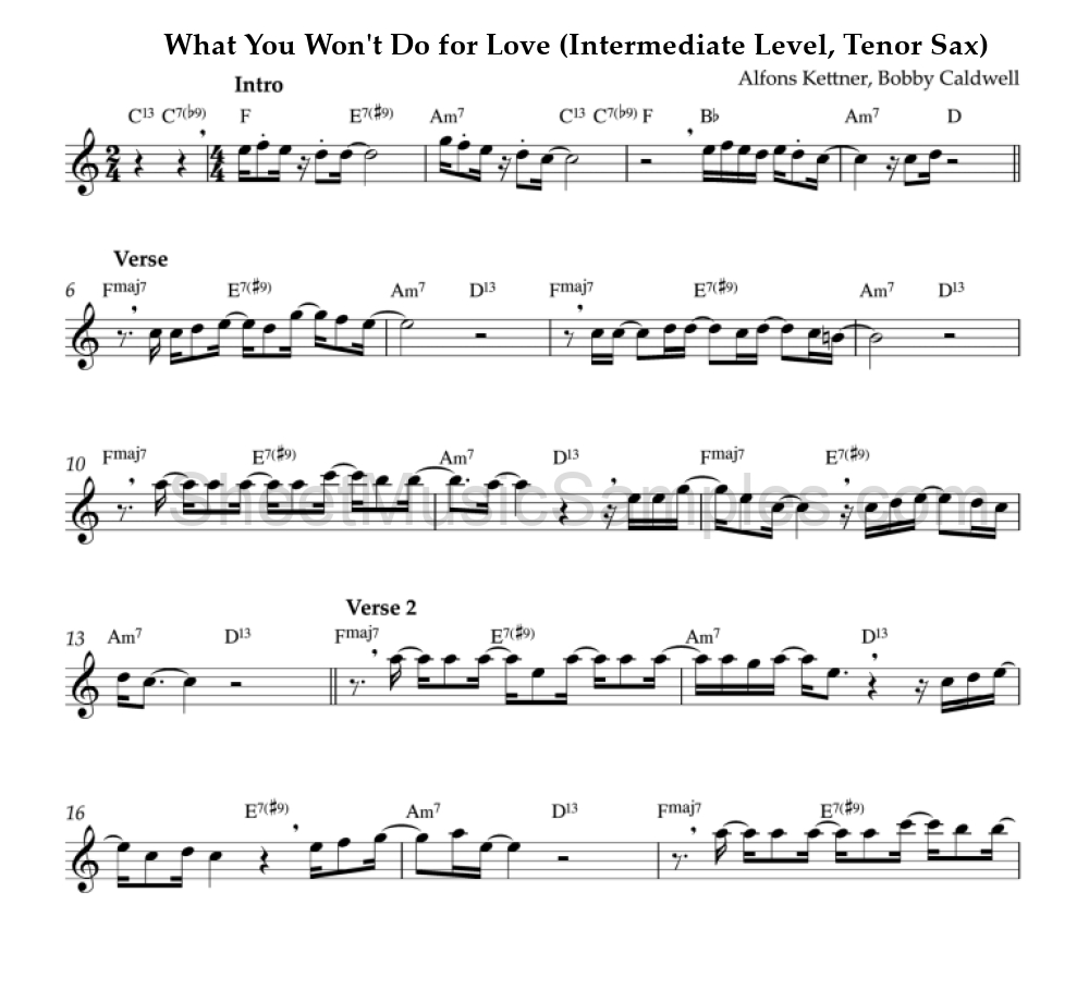 What You Won't Do for Love (Intermediate Level, Tenor Sax)