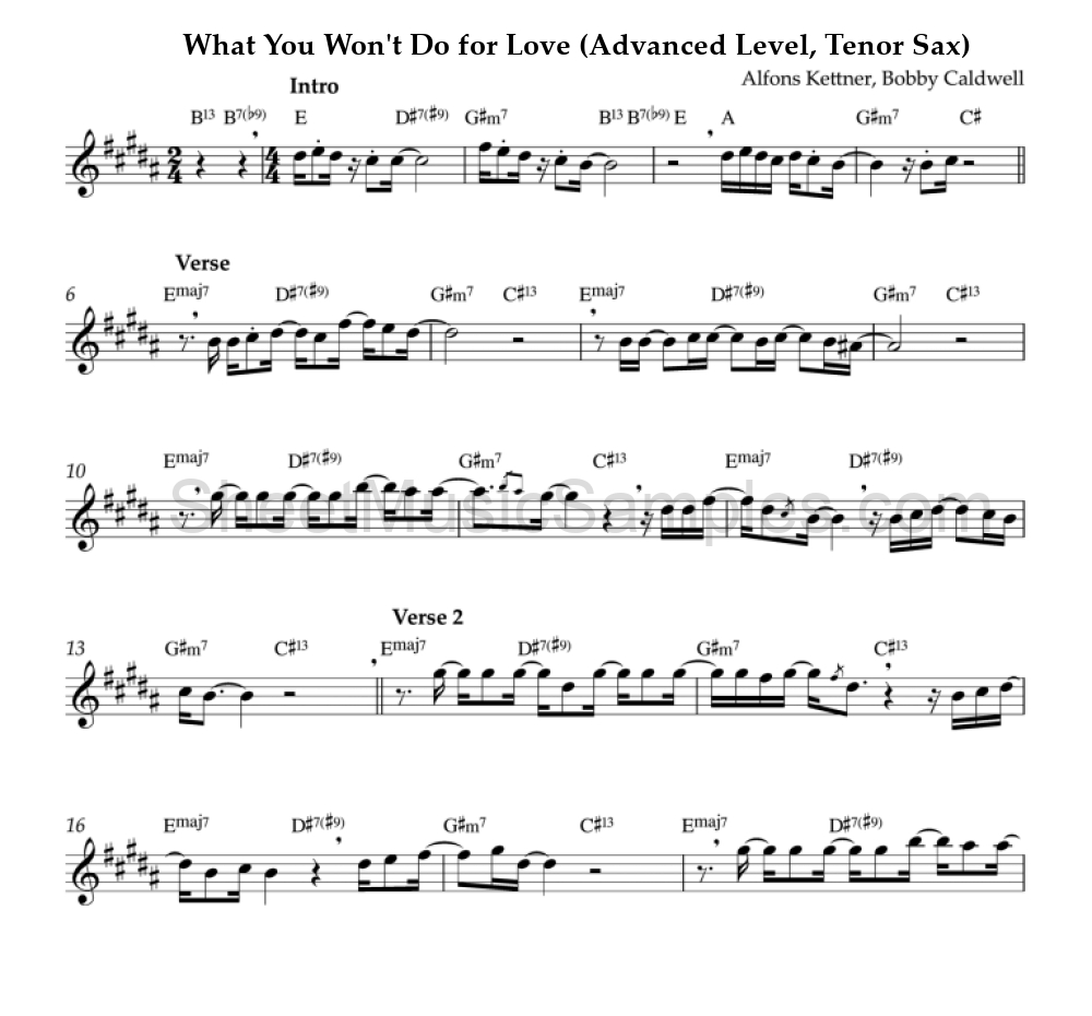 What You Won't Do for Love (Advanced Level, Tenor Sax)